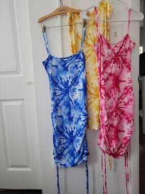 Capella Womens Spaghetti Dress Tie Dye Medium Length Size M Sleeveles
